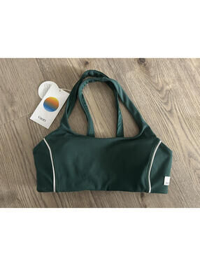 Vuori Bra Women XSmall Green Viridian Padded Daily Piped Bra Gym Yoga Athletic